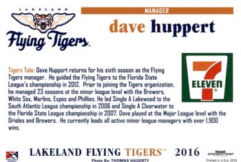 2016 Grandstand Lakeland Flying Tigers #NNO Dave Huppert Back