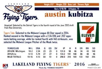 2016 Grandstand Lakeland Flying Tigers #NNO Austin Kubitza Back