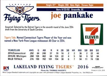 2016 Grandstand Lakeland Flying Tigers #NNO Joe Pankake Back