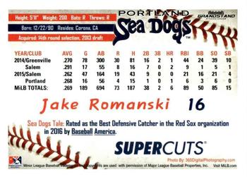 2016 Grandstand Portland Sea Dogs #NNO Jake Romanski Back