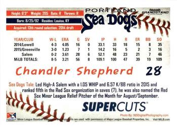 2016 Grandstand Portland Sea Dogs #NNO Chandler Shepherd Back