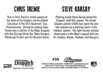 2016 Choice Columbus Clippers Military Appreciation #39 Chris Tremie / Steve Karsay Back