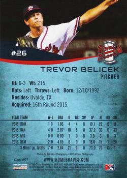 2016 Choice Rome Braves #03 Trevor Belicek Back