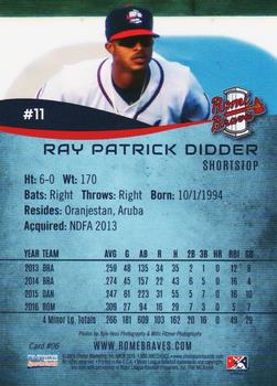 2016 Choice Rome Braves #06 Ray-Patrick Didder Back
