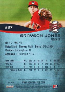 2016 Choice Rome Braves #13 Grayson Jones Back