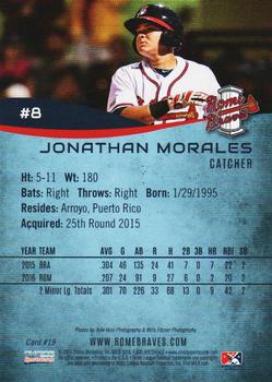 2016 Choice Rome Braves #19 Jonathan Morales Back