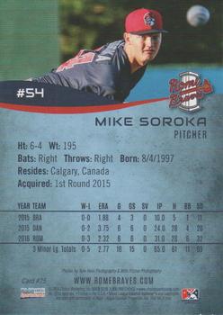 2016 Choice Rome Braves #25 Mike Soroka Back