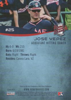 2016 Choice Rome Braves #31 Jose Yepez Back