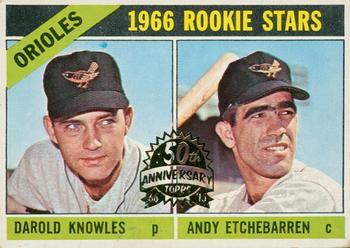 2015 Topps Heritage - 50th Anniversary Buybacks #27 Orioles 1966 Rookie Stars (Darold Knowles / Andy Etchebarren) Front