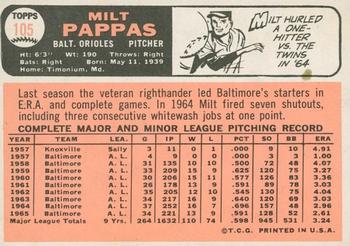 2015 Topps Heritage - 50th Anniversary Buybacks #105 Milt Pappas Back