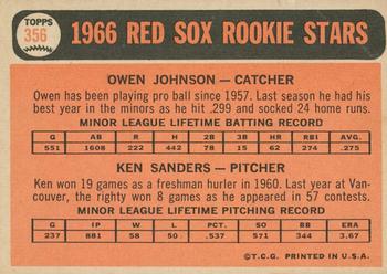 2015 Topps Heritage - 50th Anniversary Buybacks #356 Red Sox Rookies - Owen Johnson / Ken Sanders Back