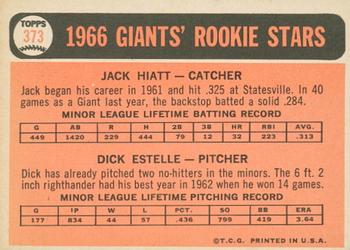 2015 Topps Heritage - 50th Anniversary Buybacks #373 Giants 1966 Rookie Stars (Jack Hiatt / Dick Estelle) Back