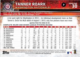 2015 Topps Mini - Black #30 Tanner Roark Back