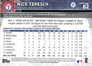 2015 Topps Mini - Black #82 Nick Tepesch Back