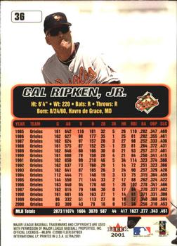 2001 Ultra - Gold Medallion #3G Cal Ripken, Jr. Back