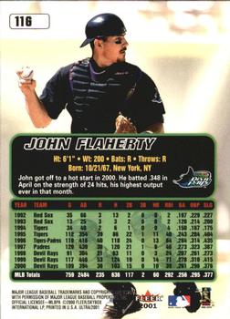 2001 Ultra - Gold Medallion #11G John Flaherty  Back