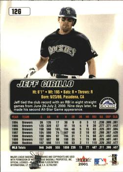 2001 Ultra - Gold Medallion #12G Jeff Cirillo  Back