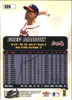 2001 Ultra - Gold Medallion #22G Greg Maddux  Back