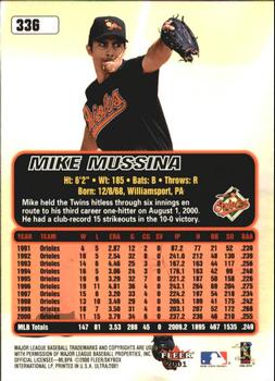2001 Ultra - Gold Medallion #33G Mike Mussina  Back