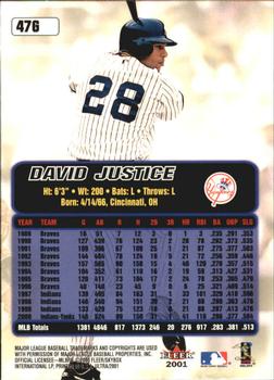 2001 Ultra - Gold Medallion #47G David Justice  Back