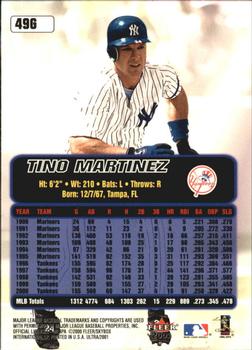 2001 Ultra - Gold Medallion #49G Tino Martinez  Back