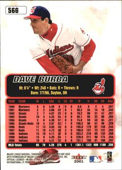2001 Ultra - Gold Medallion #56G Dave Burba  Back