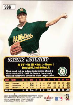 2001 Ultra - Gold Medallion #99G Mark Mulder  Back