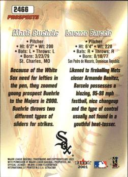 2001 Ultra - Gold Medallion #246G Mark Buehrle / Lorenzo Barcelo  Back