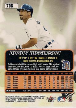 2001 Ultra - Gold Medallion #70G Bobby Higginson  Back
