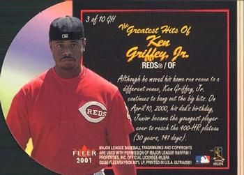 2001 Ultra - Greatest Hits #3GH Ken Griffey Jr. Back