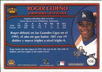 1999 Pacific Crown Collection #139 Roger Cedeno Back