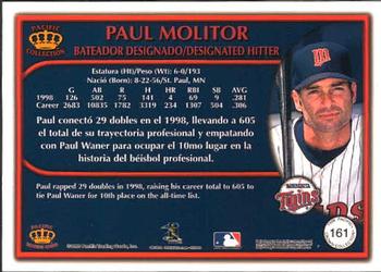 1999 Pacific Crown Collection #161 Paul Molitor Back