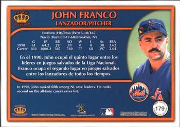 1999 Pacific Crown Collection #179 John Franco Back