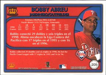 1999 Pacific Crown Collection #209 Bobby Abreu Back