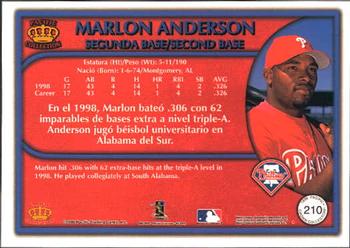 1999 Pacific Crown Collection #210 Marlon Anderson Back