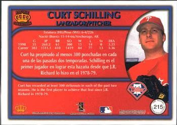 1999 Pacific Crown Collection #215 Curt Schilling Back