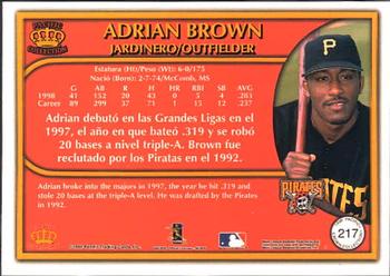 1999 Pacific Crown Collection #217 Adrian Brown Back