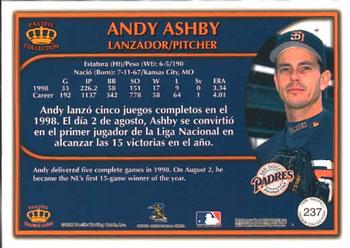 1999 Pacific Crown Collection #237 Andy Ashby Back