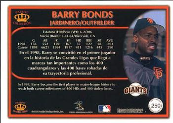 1999 Pacific Crown Collection #250 Barry Bonds Back