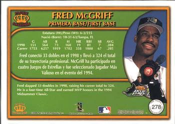 1999 Pacific Crown Collection #278 Fred McGriff Back