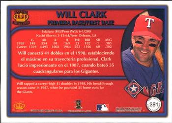 1999 Pacific Crown Collection #281 Will Clark Back