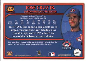 1999 Pacific Crown Collection #294 Jose Cruz Jr. Back