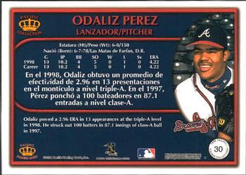 1999 Pacific Crown Collection #30 Odalis Perez Back