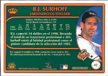 1999 Pacific Crown Collection #42 B.J. Surhoff Back