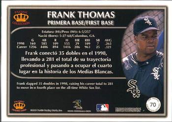 1999 Pacific Crown Collection #70 Frank Thomas Back