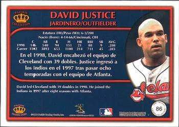 1999 Pacific Crown Collection #86 David Justice Back