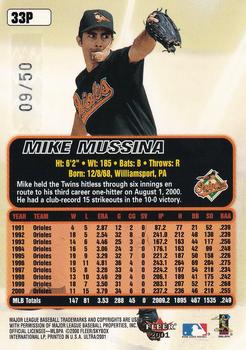 2001 Ultra - Platinum Medallion #33P Mike Mussina  Back