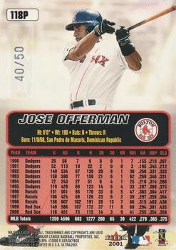 2001 Ultra - Platinum Medallion #118P Jose Offerman  Back
