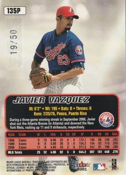2001 Ultra - Platinum Medallion #135P Javier Vazquez  Back