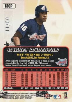 2001 Ultra - Platinum Medallion #136P Garret Anderson  Back